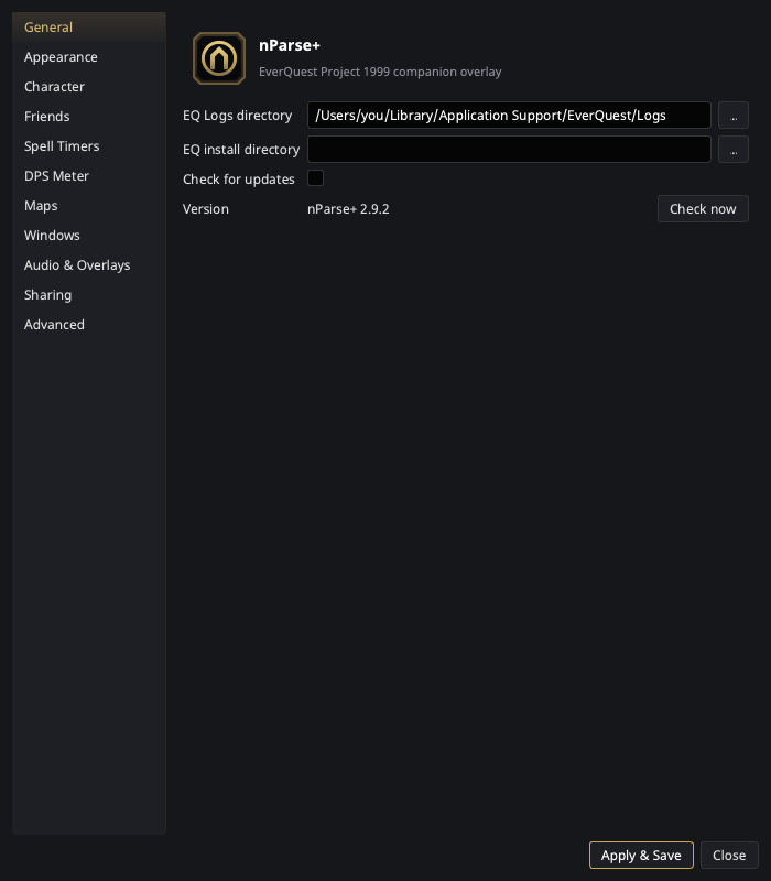 General settings