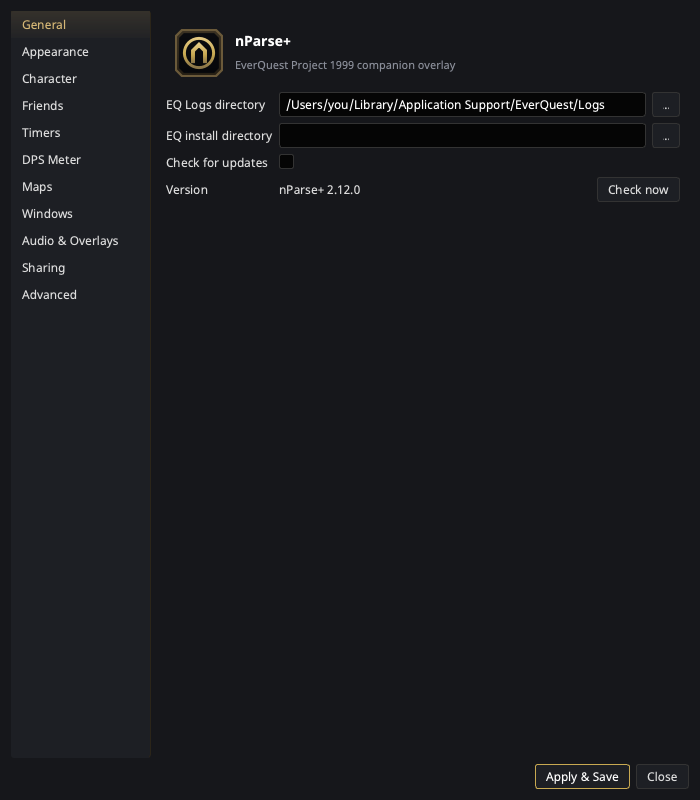 General settings