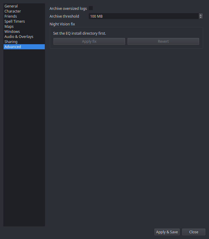 Advanced settings
