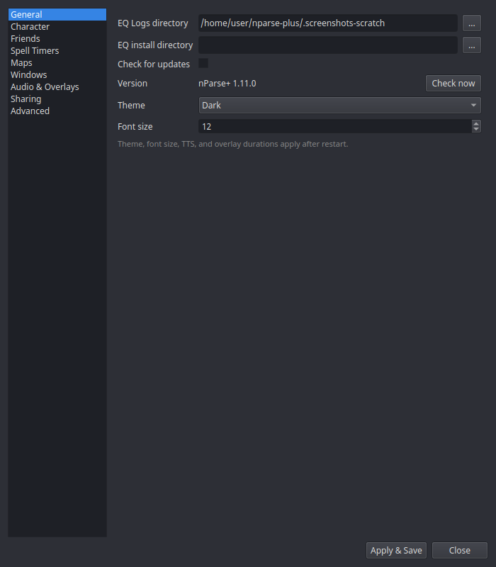 General settings